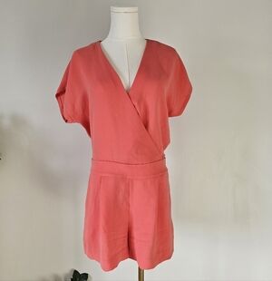 Diane Von Furstenberg 4 Emerson crepe shorts romper Women's Coral Wrap Jumpsuit